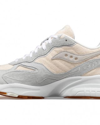 Saucony 3d Grid Hurricane Blank Canvas Beige White Women