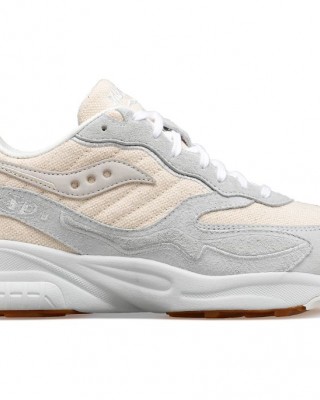 Saucony 3d Grid Hurricane Blank Canvas Beige White Women